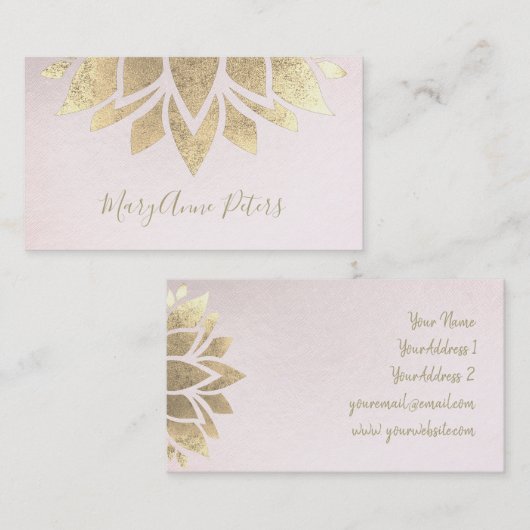 Carte De Visite décor de feuille d'or (Devant / Derrière)