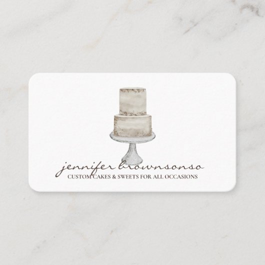Carte De Visite Décor de gâteau Pâtisserie ivoire simple (Devant)