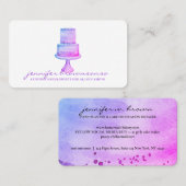 Carte De Visite Décor de gâteau Simple Pâtisserie rose violet (Devant / Derrière)