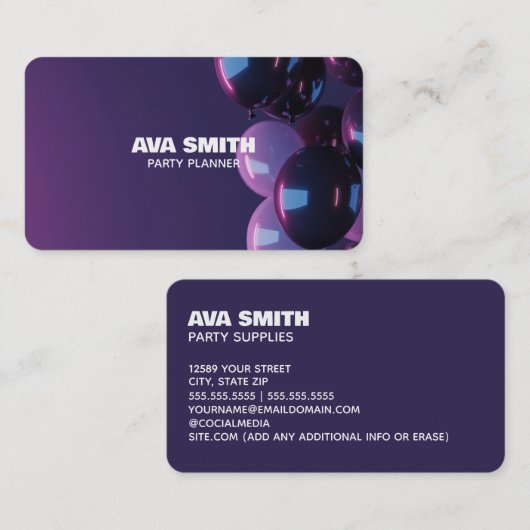 Carte De Visite Décor de la partie de ballon (Devant / Derrière)