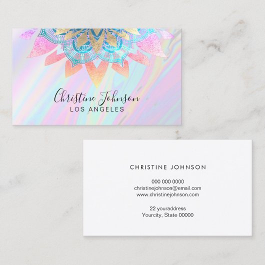 Carte De Visite décor de lotus d'iridescence simulée (Devant / Derrière)