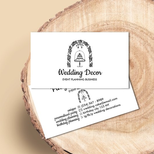 Carte De Visite Décor du mariage Cake Event Planner