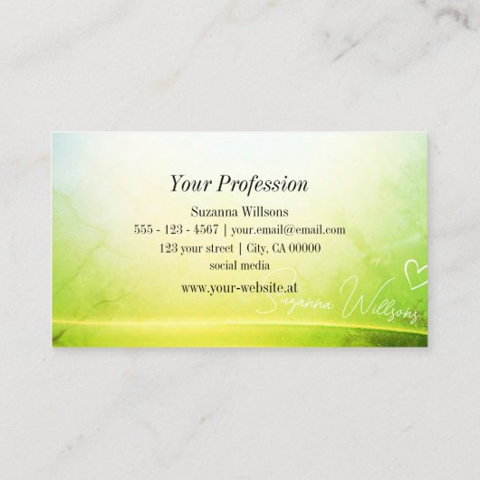 Carte De Visite Décor en marbre vert avec Monogramme (Dos)