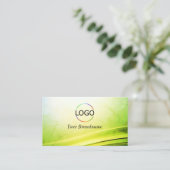 Carte De Visite Décor en marbre vert courbé avec logo photo (Debout devant)