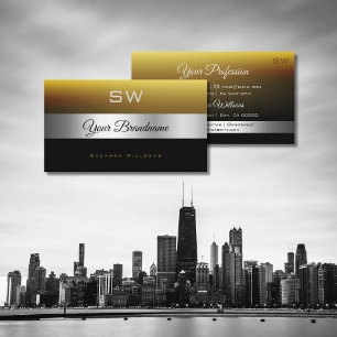 Carte De Visite Décor et monogramme noir caramel moderne