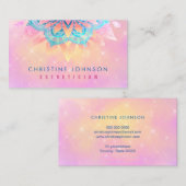 Carte De Visite décor fleuri arrière - plan rose pastel (Devant / Derrière)
