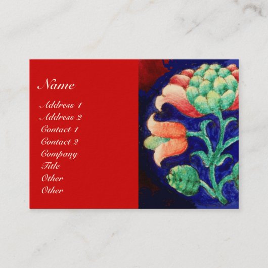 Carte De Visite DÉCOR FLEURI Bleu, Rose, Vert (Devant)