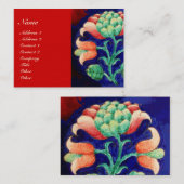 Carte De Visite DÉCOR FLEURI Bleu, Rose, Vert (Devant / Derrière)