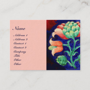 Carte De Visite DÉCOR FLEURI Bleu, Rose, Vert