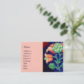 Carte De Visite DÉCOR FLEURI Bleu, Rose, Vert (Debout devant)