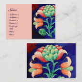 Carte De Visite DÉCOR FLEURI Bleu, Rose, Vert (Devant / Derrière)