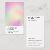 Carte De Visite Décor holographique moderne dégradé blanc minimali (Devant / Derrière)