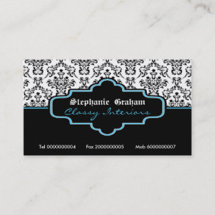Carte De Visite Décor noir blanc damassé