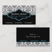 Carte De Visite Décor noir blanc damassé (Devant / Derrière)