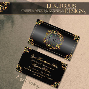 Carte De Visite Décor noir chatoyant avec logo Impressionnant