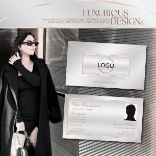 Carte De Visite Décor or Rose en argent de luxe avec logo et photo