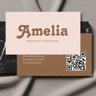 Carte De Visite Décor Rétro Minimaliste en Terracotta