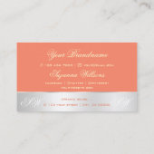 Carte De Visite Décor saumon Argent Joli Fleur Rose avec Monogramm (Dos)