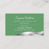 Carte De Visite Décor shamrock vert Wavy Silver avec Initiales (Dos)