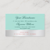 Carte De Visite Décor turquoise Argent Superbe Fleur Rose avec log (Dos)