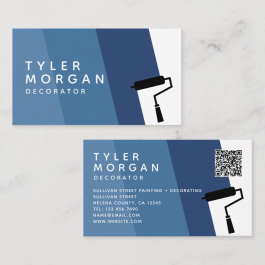 Carte De Visite Décorateur de code QR Bleu (Devant / Derrière)