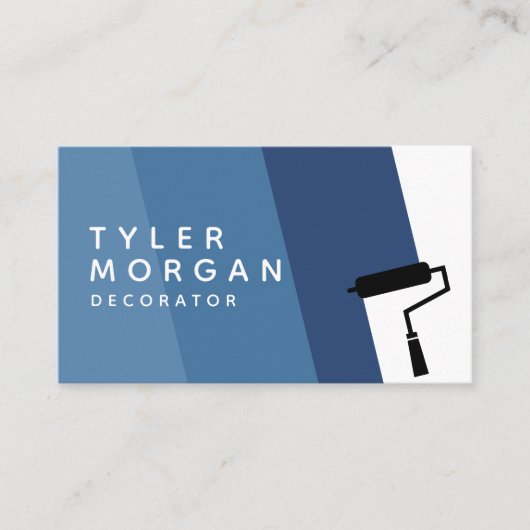 Carte De Visite Décorateur de code QR Bleu (Devant)