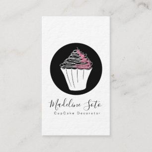 Carte De Visite Décorateur de gâteaux de cupcakes monochromes