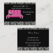 carte de visite décorateur d'intérieur rose tendan (Devant / Derrière)