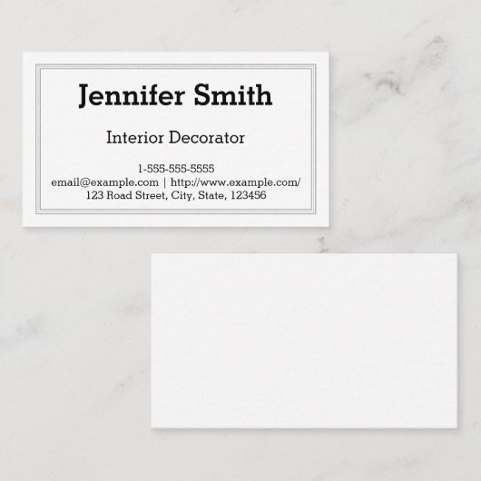 Carte de visite décorateur intérieur propre et cla (Devant / Derrière)