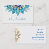 Carte De Visite décoration bleu et faux or (Devant / Derrière)