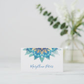 Carte De Visite décoration bleu et faux or (Debout devant)