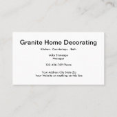 Carte De Visite Décoration de maison de granit (Dos)
