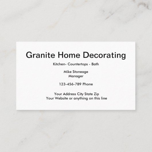 Carte De Visite Décoration de maison de granit (Dos)