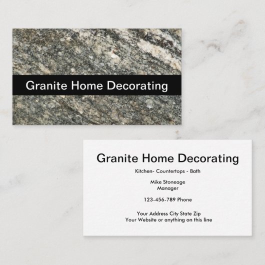 Carte De Visite Décoration de maison de granit (Devant / Derrière)