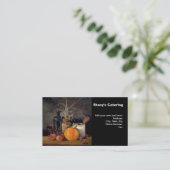 Carte De Visite Décorations d'automne sur table, Citrouille, Fruit (Debout devant)
