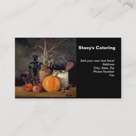 Carte De Visite Décorations d'automne sur table, Citrouille, Fruit (Devant)