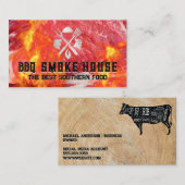 Carte De Visite Découpage de Steak | Flammes | Gril de Restaurant (Devant / Derrière)