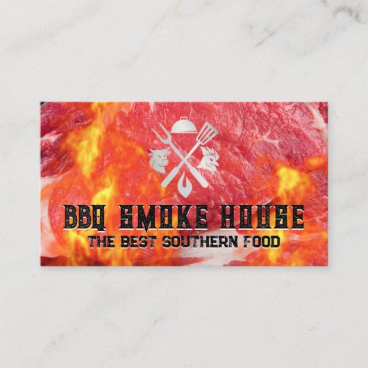 Carte De Visite Découpage de Steak | Flammes | Gril de Restaurant (Devant)