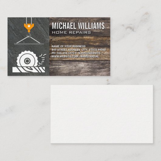 Carte De Visite Découpe circulaire à la scie | Grue | Ardoise en b (Devant / Derrière)