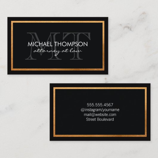 Carte De Visite Découpe classique en or avec monogramme (Devant / Derrière)