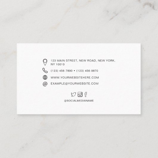 Carte De Visite Découpe de script manuscrite professionnelle moder (Dos)