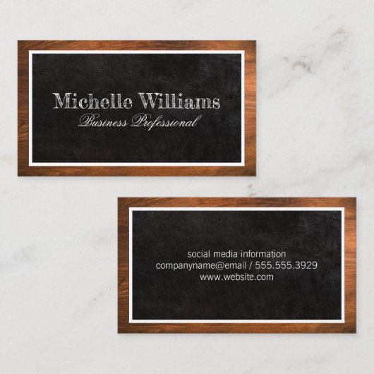Carte De Visite Découpe en bois | Black Rock Texture (Devant / Derrière)