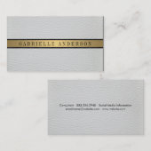 Carte De Visite Découpe en cuir blanc de luxe en or noir (Devant / Derrière)