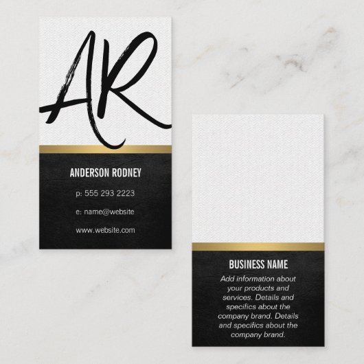 Carte De Visite Découpe en cuir monogramme élégant (Devant / Derrière)