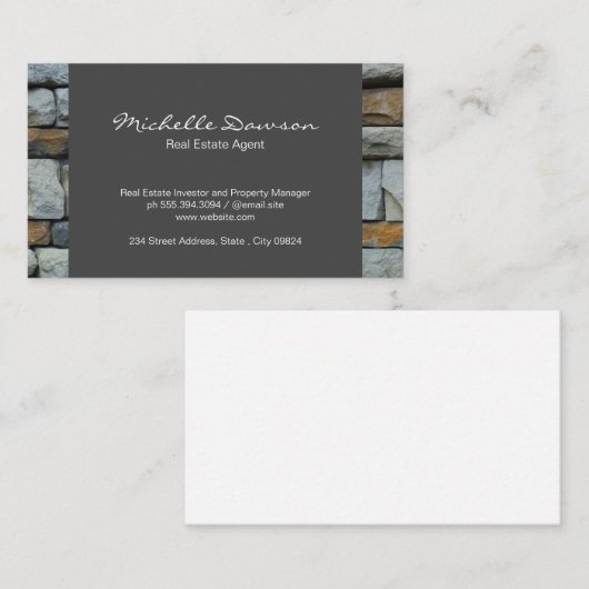 Carte De Visite Découpe en pierre | Agent immobilier (Devant / Derrière)