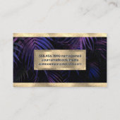 Carte De Visite Découpe Gold Foil | Feuilles de palme violet (Dos)