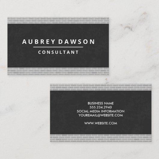 Carte De Visite Découpe murale en briques | Texture noire (Devant / Derrière)