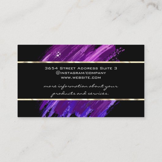 Carte De Visite Découpe Or | Brouillon violet (Dos)