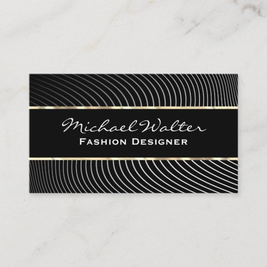 Carte De Visite Découpe Or | Lignes élégantes (Devant)