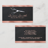 Carte De Visite Découpe rose Gold Foil | Cuir | Ciseaux (Devant / Derrière)